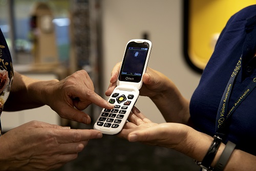 A large buttoned mobile phone