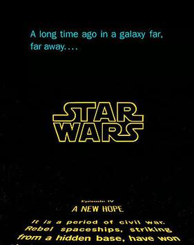 The opening crawl screen of Star Wars Episode IV.
