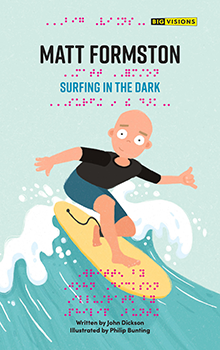 The front cover of Surfing in the Dark, depicting a man on surf board