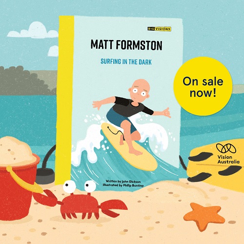 "The front cover of Surfing in the Dark featuring Matt Formston on a Surfboard"