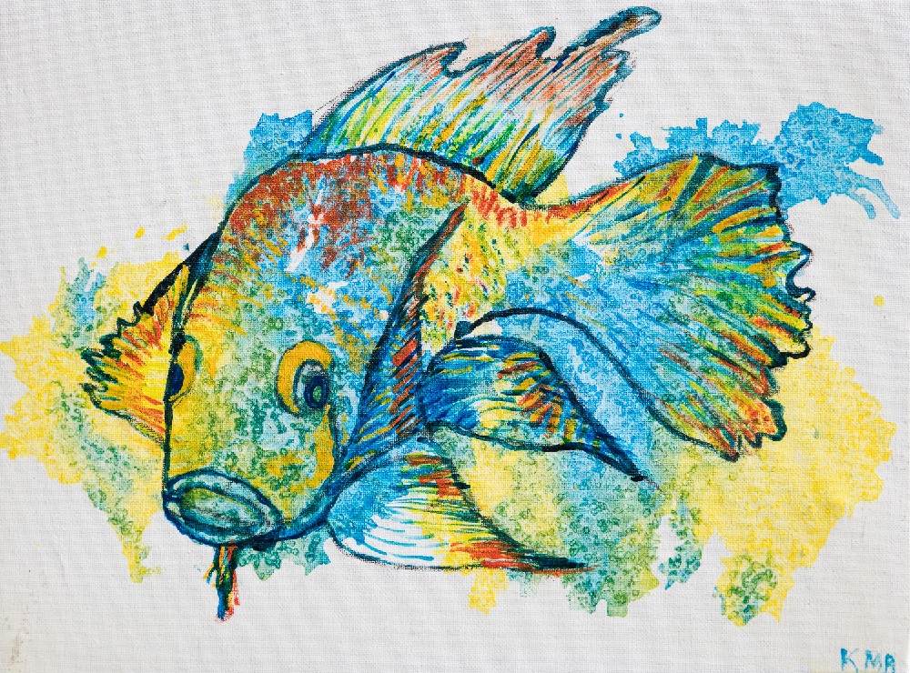 Painting of a colourful fish 