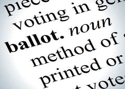 Image shows an excerpt of the dictionary entry for the word ballot