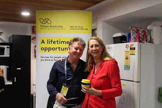Keith and Federal politician Sharon Bird at a recent Vision Australia event in Wollongong