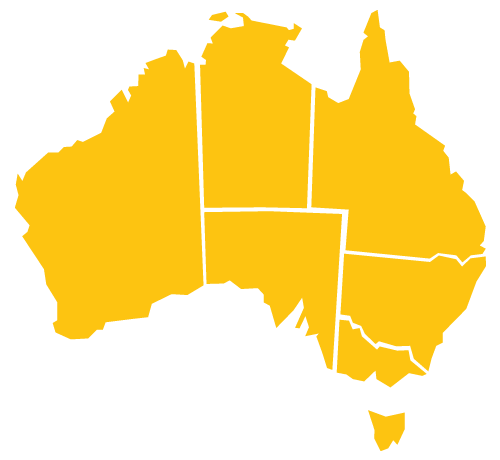 Shape of Australian continent made up of separate pieces for each state and territory