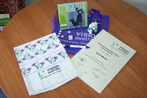Certificate and gifts from the Library
