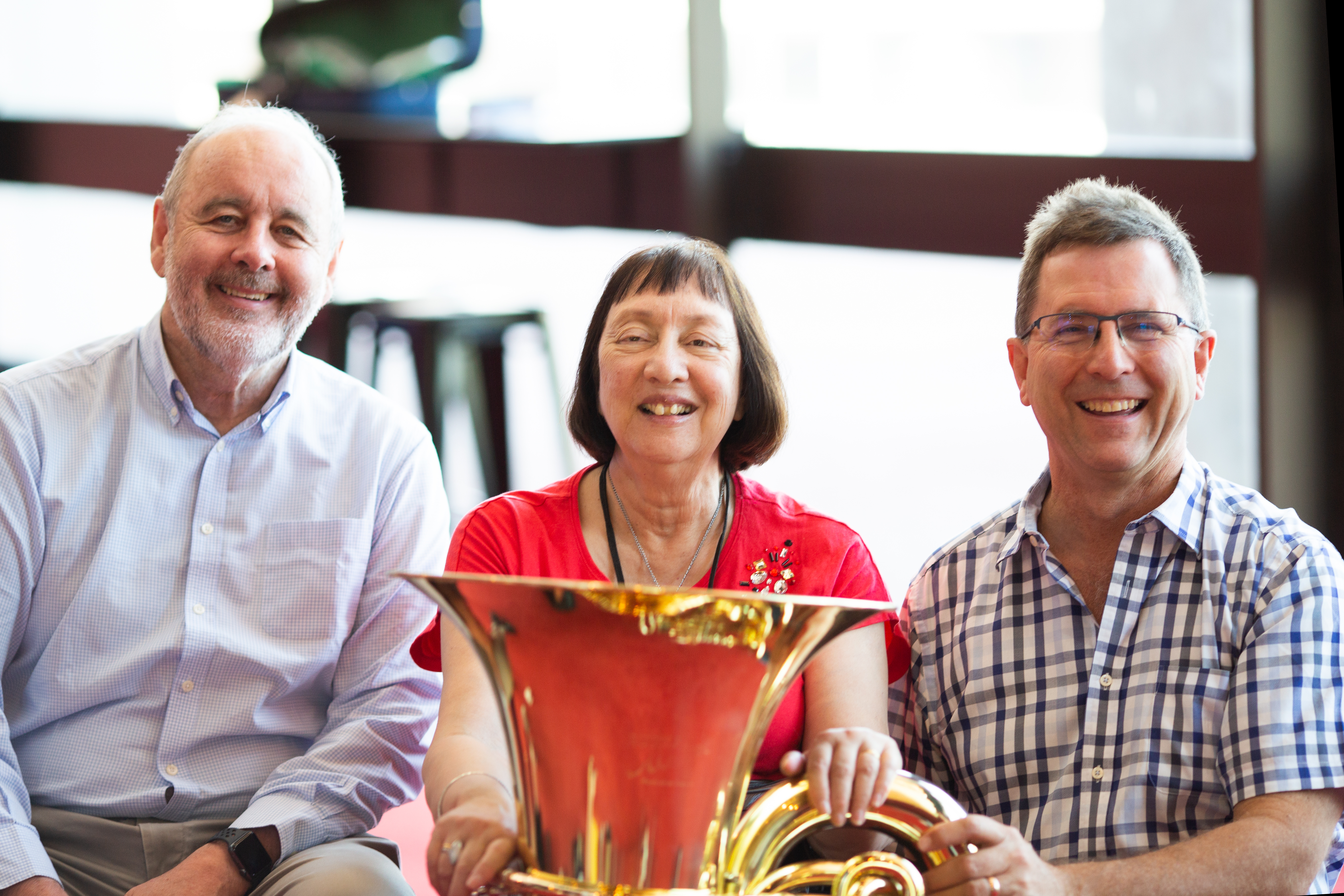 Vision Australia CEO Ron Hooton with client Pam and WASO musician. Photos by Alanna Kusin, WASO.