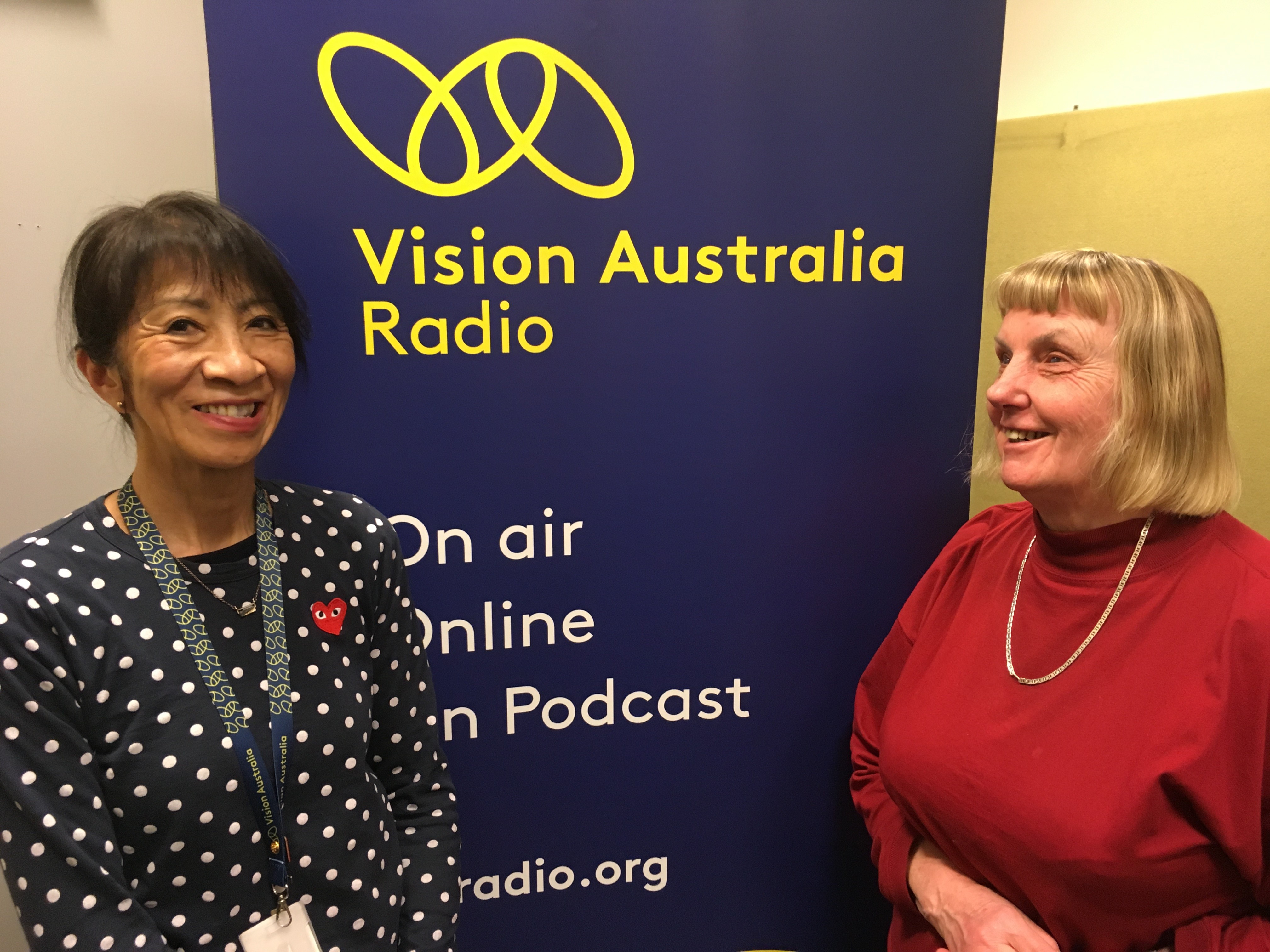 Food for Thought presenters Joy Nuske and Liz Chen in the studio at Vision Australia Radio 