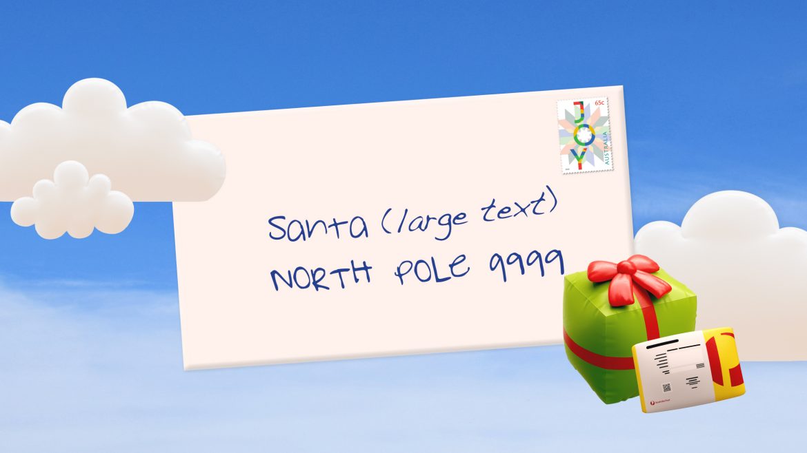 An envelope addressed to Santa at the North Pole