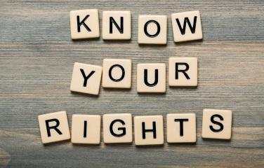 Scrabble tiles have been used to spell out the words ‘Know your rights’.